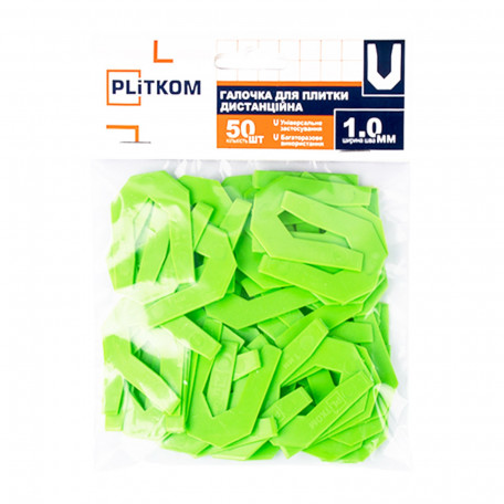 Галочка для плитки дистанционная PLiTKOM, 1.0 мм, 50 шт (1115400)