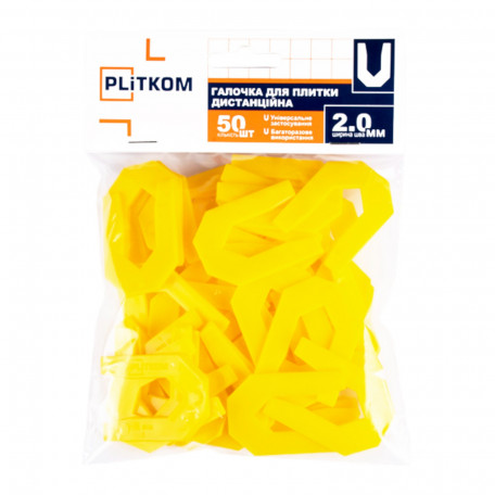 Галочка для плитки дистанционная PLiTKOM, 2.0 мм, 50 шт (1115600)