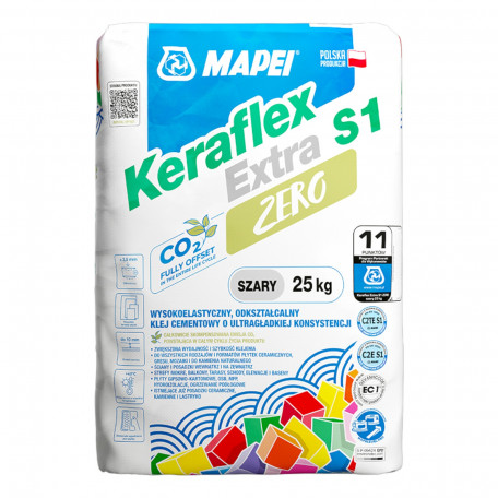 Цементний еластичний клей Mapei Keraflex Extra S1 Zero, сірий, 25 кг (094081225G)