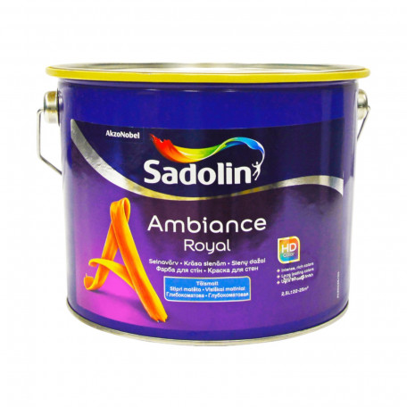 Акриловая краска Sadolin Ambiance Royal для стен и потолка, белая, BW, 2.5 л (5329412)