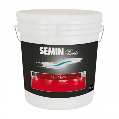 Акриловая матовая моющая краска SEMIN SEM MAT+ для внутренних и наружных работ, 15 л (107771)
