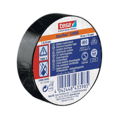 Изоляционная лента TESA 7000V черная 10м х 15мм 250/10 (t53988-00005-00)
