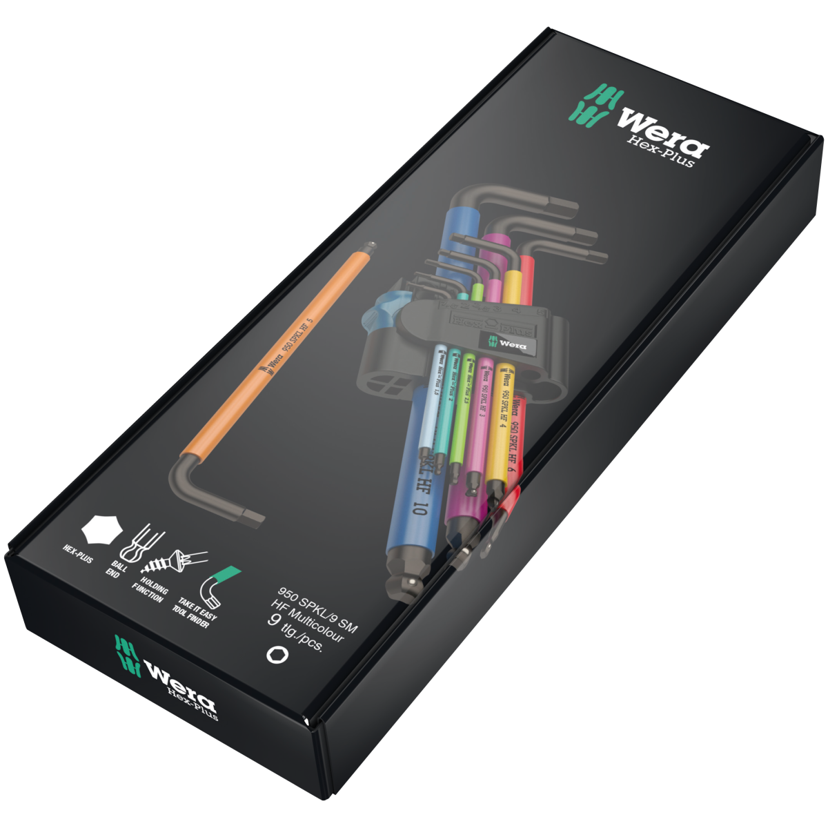Набор Г-образных ключей WERA, 950/9 Hex-Plus Multicolour HF 1, метрических, с фиксирующей функцией (05022210001)