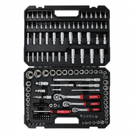 Набор инструментов Wurth с трещотками, 1/4+3/8+1/2, 154 предмета, в кейсе, REDSTRIPE (5763100154)
