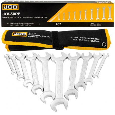 Набір рожкових ключів в чохлі 10 од. (6-27 мм) JCB Tools JCB-5102P