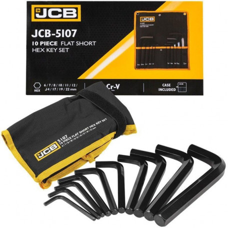 Haбіp Г-подіб. ключів HEX 10 од. (6-22 мм) в чохлі JCB Tools JCB-5107