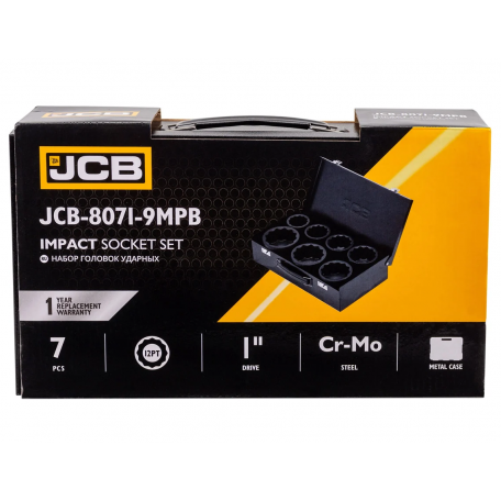 Набір головок ударних в металевому кейсі 7 од. 1'' (12-гр.) (46-75 мм) JCB Tools JCB-8071-9MPB