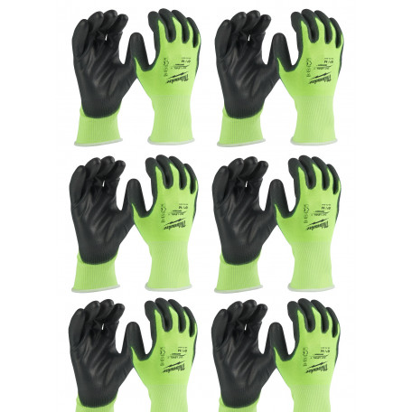 Перчатки Hi-Vis сигнальные MILWAUKEE, с сопротивлением порезам 3/C уровня, размер 9/L, (12шт)