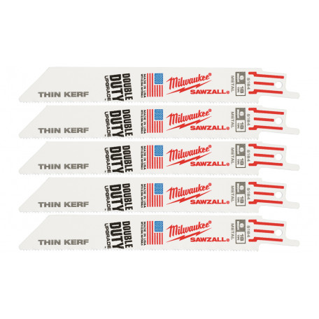 Полотно для сабельных пил THIN KERF MILWAUKEE, 150х1,4мм, (5шт), (металл)