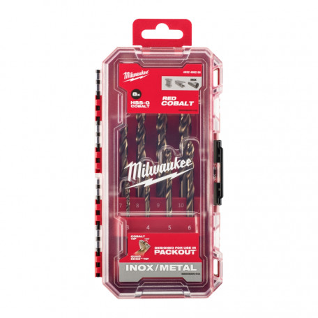 Набір свердлів по металу кобальтовий MILWAUKEE HSS-Co PACKOUT, DIN338, (8шт) (3-10мм) (4932499256)