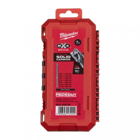 Набір бурів SDS-PLUS MX4 MILWAUKEE Set 1, (7шт), пластиковий кейс