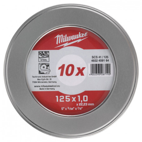 Диск отрезной по металлу MILWAUKEE, SCS 41/125х1, Ø125мм, (10шт)