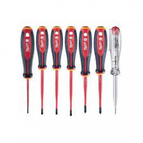 Набор отверток трехгранных изолированных VDE MILWAUKEE, (SL2,5/SL3/SL4/SL5.5/PH1/PH2/тестер), (7шт)