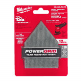 Сітка шліфувальна PG Mesh HL MILWAUKEE, 67х92мм, зерно 320, (12шт+подложка) (48805320)