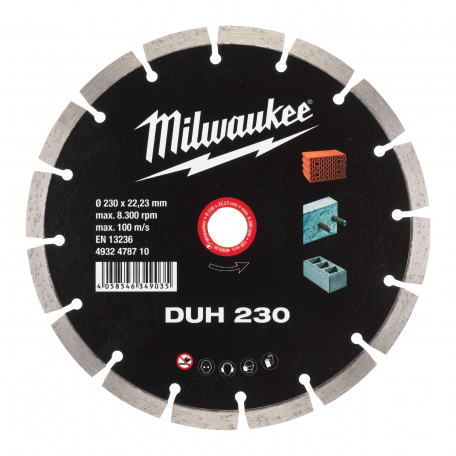 Диск алмазный MILWAUKEE DUH 230, Ø230мм (железобетон, кирпич) PROMO