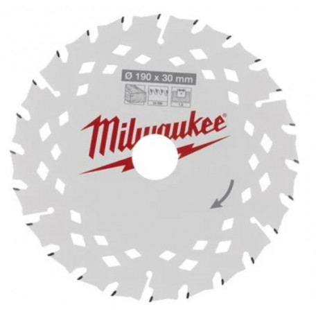 Диск пильный по дереву MILWAUKEE PFTE, Ø190х30х1,8мм, 24 зуб. (4932498976)