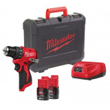 Дрель-шуруповёрт аккумуляторная бесщёточная MILWAUKEE M12 BLDDRC-202С (40Нм) (ЗУ+2акк.Х2Ач+кейс)
