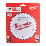Диск пильный по алюминию PFTE MILWAUKEE, Ø165х20х2,2мм, 96 зуб.