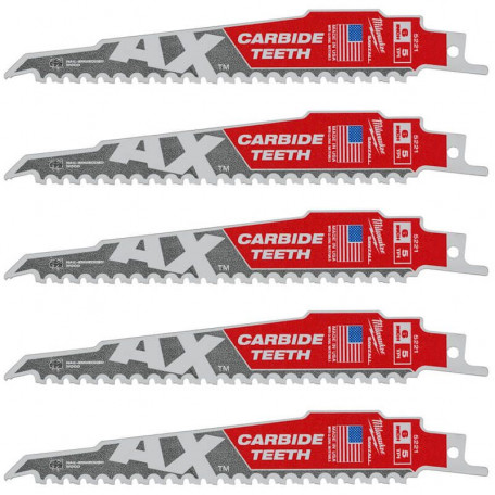 Полотно для шабельних пил AX CARBIDE MILWAUKEE, 150х5мм 5шт (деревина з цвяхами) (48475521)