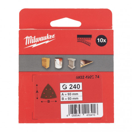 Шліфувальні листи MILWAUKEE, 93×93×93 мм HL, зерно 240 (10 шт) (4932492274)