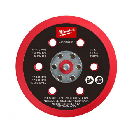 Підошва шліфувальна MILWAUKEE FROSBPSP150, 150мм, 6 отв. для M12 FROS (м'яка з PSA) (4932499246)
