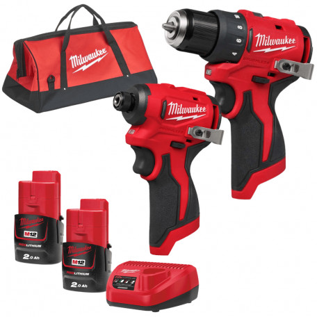 Набор из 2 инструментов аккумуляторных Milwaukee M12 BLPP2D-202B (4933500139)