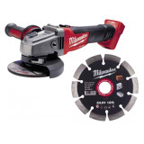 Шлифмашина угловая MILWAUKEE, M18 CAG125X-0 125мм + Диски 10шт (4932479674)