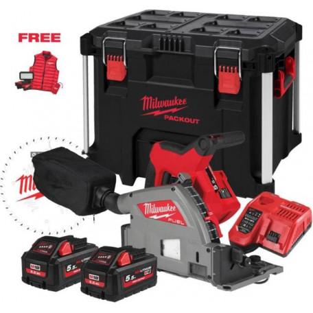 Пила дисковая погружная аккумуляторная бесщеточная MILWAUKEE M18 FPS55MC-552P M18 ALIS-0+жилетка