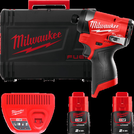 Шуруповерт ударный аккумуляторный бесщёточный MILWAUKEE (170 Нм) M12 FID2-202Х (ЗУ+2акк.Х2Ач+HDкейс)