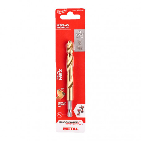Свердло по металу MILWAUKEE RedHEX SHOCKWAVE™ HSS-TiN, Ø3,3х67х24мм, (4932471090)