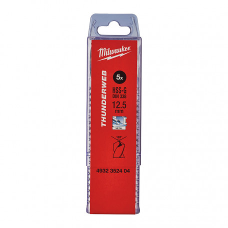 Сверло по металлу MILWAUKEE THUNDERWEB HSS-G, DIN338, Ø12,5х151х101мм. (5 шт.) (4932352404)