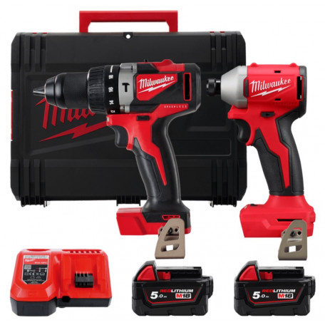 Набор из 2х инструментов аккумуляторных бесщеточных MILWAUKEE M18 BLPP2A3-502X (BLPD2,BLIDR.ЗУ+2а)