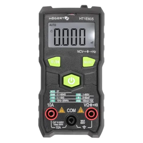 Мультиметр HOEGERT FULL-SMART, цифровий, 0-600В. (HT1E605)