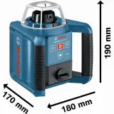Ротационный лазерный нивелир Bosch Professional GRL 300 HV в кейсе с приемником LR1, пультом RC1, держателем WM 4, зарядным устройством, очками, мишенью (0601061501)