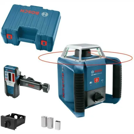 Ротационный лазерный нивелир Bosch Professional GRL 250 HV в кейсе с пультом RC1, очками, мишенью (0601061600)