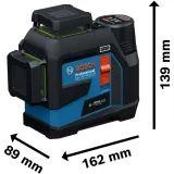 Лазерный нивелир Bosch Professional GLL 12V-100-33 CG, 3 × 360°, зеленый луч, 30/100 м (0601065400)