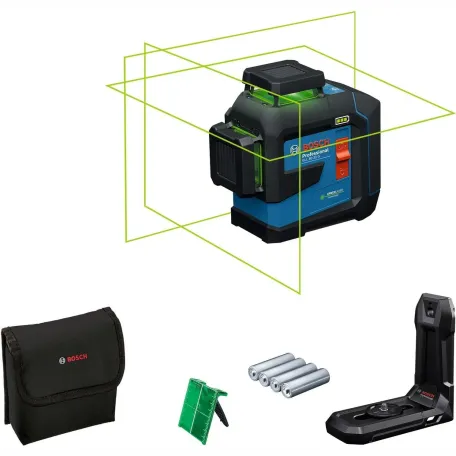 Лазерный нивелир Bosch Professional GLL 80-33 G, 3 × 360°, зеленый луч, 30/80 м, батарейки, держатель LB 10 (0601065500)