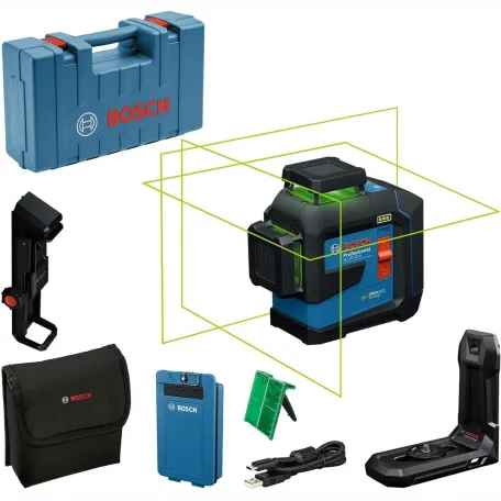 Лазерный нивелир Bosch Professional GLL 80-33 G, 3 × 360°, зеленый луч, 30/80 м, АКБ, держатель LB 10, кейс (0601065501)