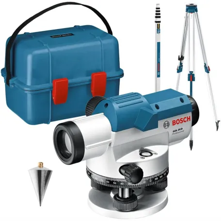 Оптический нивелир Bosch Professional GOL 20 D в кейсе со штативом BT 160, рейкой GR 500, увеличение 20× (0601068402)
