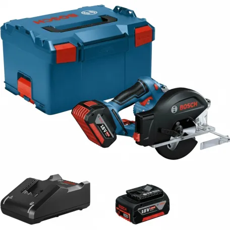 Пила циркулярная аккумуляторная Bosch Professional GKM 18V-50 в L-BOXX 238 с 2 АКБ GBA 18V 5,0 Ач и ЗУ GAL 18V-40, Ø136 мм, пропил до 50 мм (06016B8002)