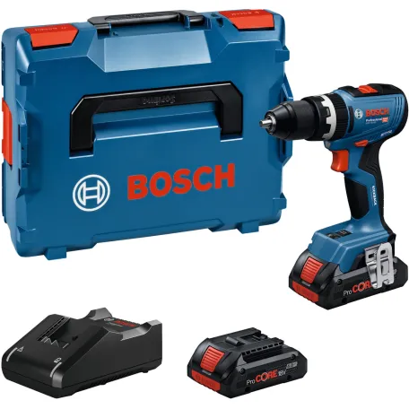 Дрель-шуруповерт ударная аккумуляторная Bosch GSB 18V-65 Professional с 2 АКБ GBA 18V 2 Ач и ЗП GAL 18V-20, в L-Case, 65 Н·м (06019N3100)