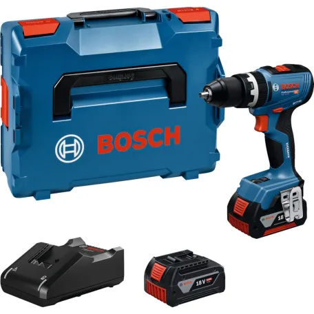 Дрель-шуруповерт ударная аккумуляторная Bosch GSB 18V-65 Professional с 2 АКБ GBA 18V 5 Ач и ЗП GAL 18V-40, в L-BOXX 136N, 65 Н·м (06019N3303)