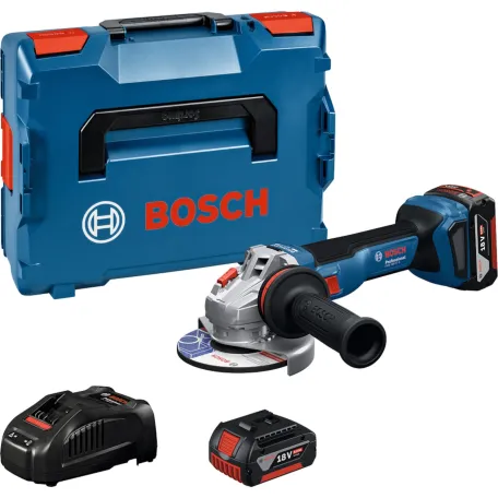 Шлифмашина угловая аккумуляторная Bosch GWS 18V-11 S Professional L-BOXX, с АКБ и ЗУ, Ø125 мм, 2×5,0 Ач (06019N4002)