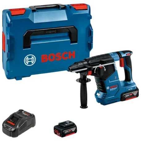 Перфоратор акумуляторний Bosch Professional GBH 187-LI у кейсі з 2 АКБ GBA 18V 5 Аг та ЗП GAL 1880 CV, 2,4 Дж (0611923021)