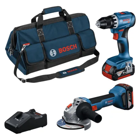 Комбо-набор Bosch GSR 18V-45 + GWS 18V-8, 2× GBA 4,0 Ач, GAL 18V-40, M-BAG (0615A5007N)