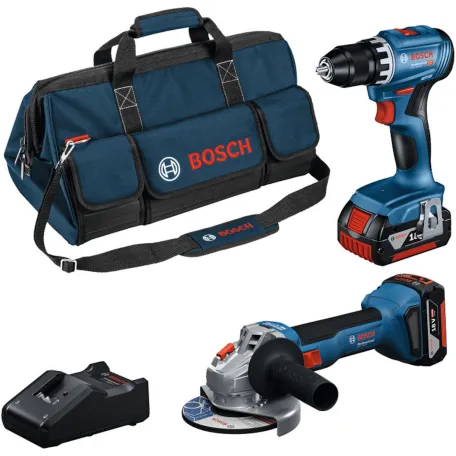 Комбо-набор Bosch GSR 18V-45 + GWS 18V-8, 2× GBA 4,0 Ач, GAL 18V-40, M-BAG (0615A5007N)