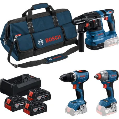 Комбо-набор Bosch GSR 18V-65 + GDX 18V-285 + GBH 18V-22, 3× GBA 5,0 Ач, GAL 12V-18V-80, M-BAG (0615A50093)