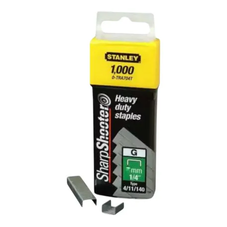 Скобы STANLEY тип G, высотой 6 мм для степлера Heavy Duty, 1000 шт (1-TRA704T)