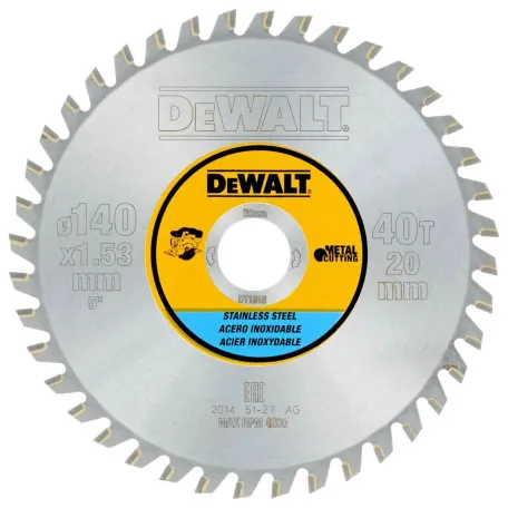 Диск пильний, по металу DeWalt Metal Cutting 140x1.13x20 мм, 40T (DT1918)