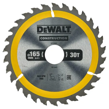 Диск пильний, по дереву DeWalt Construction 165x1.5x30 мм, 30T (DT1937)